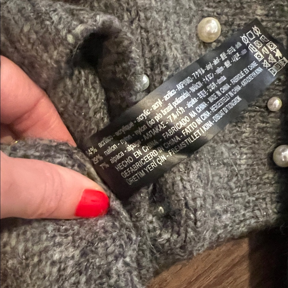 Zara Gray Pearl-Embellished Turtleneck Sweater - Picture 4 of 4